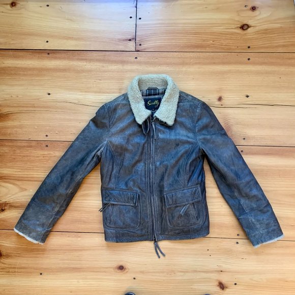 Women's brown leather jacket by Scully, size L - Picture 1 of 11